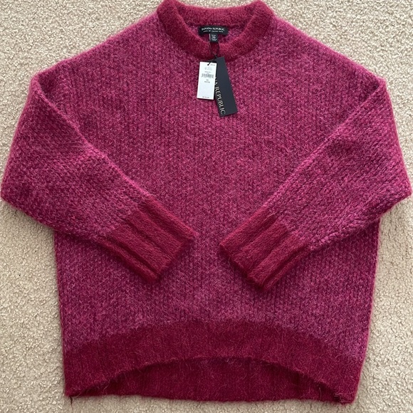 Banana Republic Oversized Petite Alpaca Blend Sweater Cranberry Purple Color PXS - Picture 2 of 6
